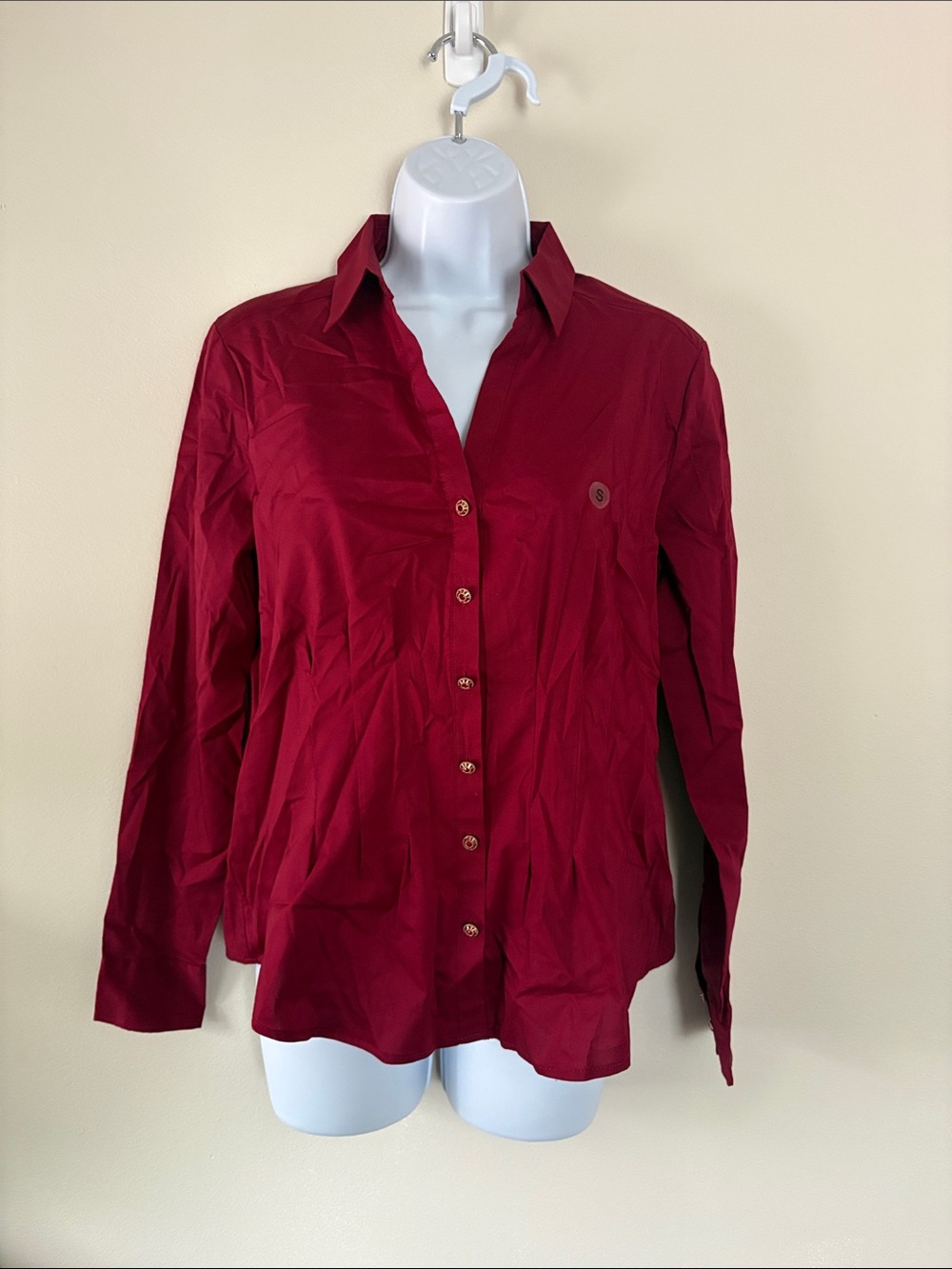 New York & Company Wine Button-Down Shirt